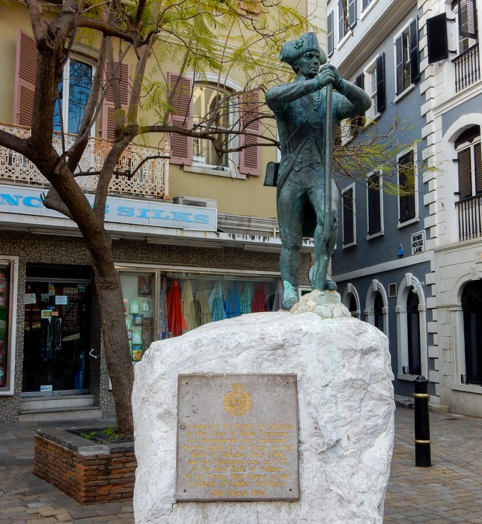 The memorial to the Corps of Royal Engineers Main Street in Gibraltar